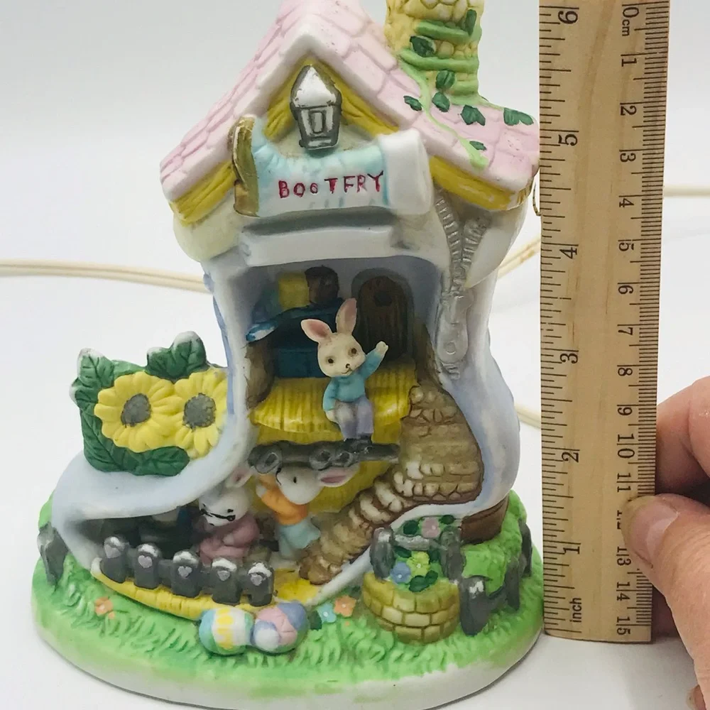 Vintage Bunny hand painted porcelain lighted Bootfry house shoe figurine.